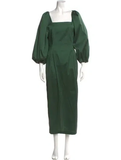 Pre-owned Bernadette Square Neckline Long Dress In Green
