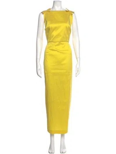 Pre-owned Bernadette Square Neckline Long Dress In Yellow