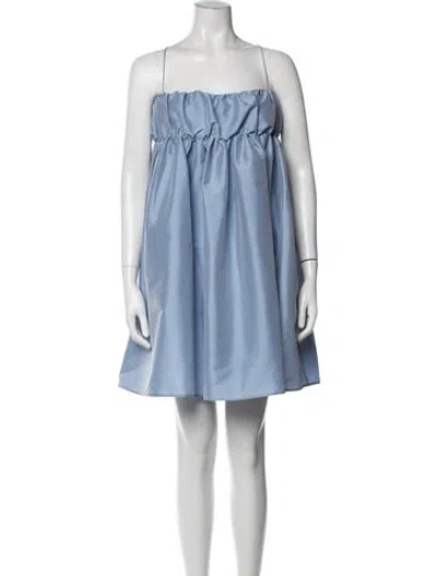 Pre-owned Bernadette Square Neckline Mini Dress In Blue