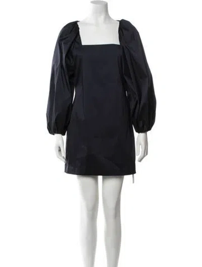 Pre-owned Bernadette Square Neckline Mini Dress In Blue