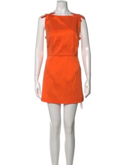 Pre-owned Bernadette Square Neckline Mini Dress In Orange