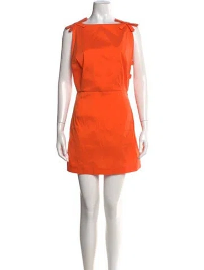 Pre-owned Bernadette Square Neckline Mini Dress In Orange