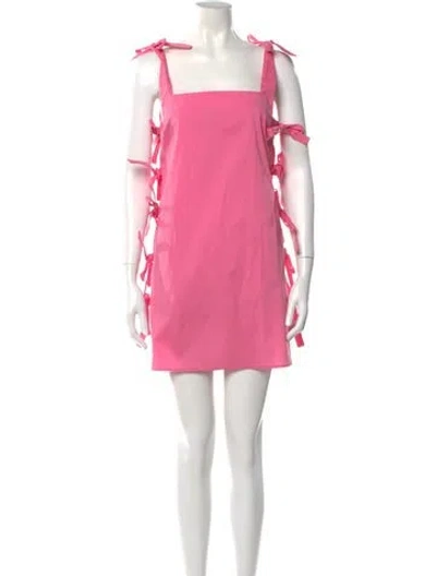 Pre-owned Bernadette Square Neckline Mini Dress In Pink