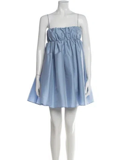 Pre-owned Bernadette Square Neckline Mini Dress W/ Tags In Blue