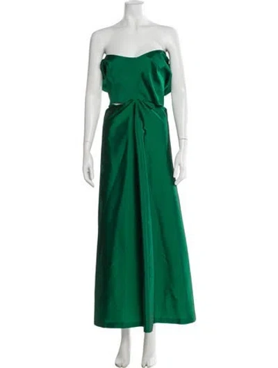 Pre-owned Bernadette Strapless Long Dress In Green