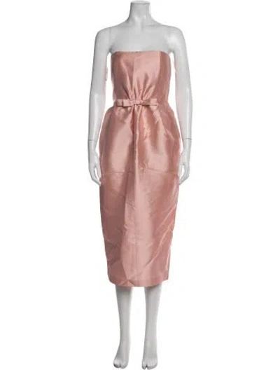 Pre-owned Bernadette Strapless Midi Length Dress In Pink