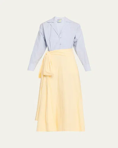 Bernadette Stripe Wrap Dress With Bow
