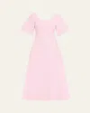 Bernadette Striped Flowy Scoop-neck Dress In Pink And Ivory Striped Seersucker