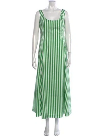 Pre-owned Bernadette Striped Long Dress In Green