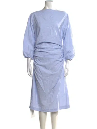 Pre-owned Bernadette Striped Midi Length Dress In Blue