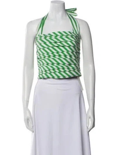 Pre-owned Bernadette Striped Square Neckline Crop Top In Multi