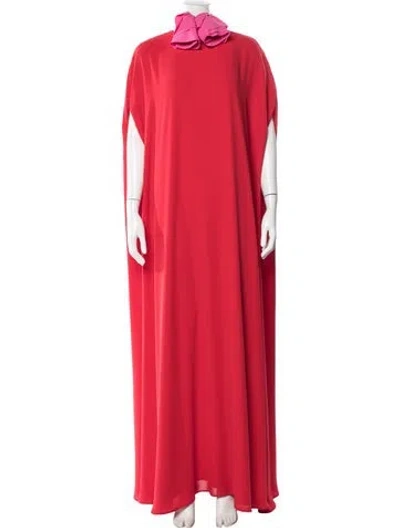 Pre-owned Bernadette Tie Neck Long Dress In Red