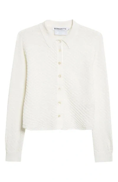 Bernadette Turner Crop Linen Blend Check Jacquard Shirt In White