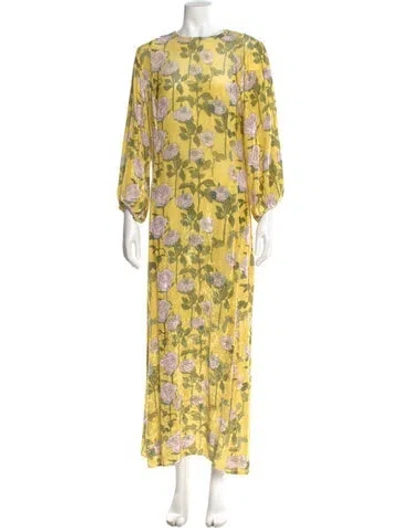 Pre-owned Bernadette Velour Long Dress In Yellow