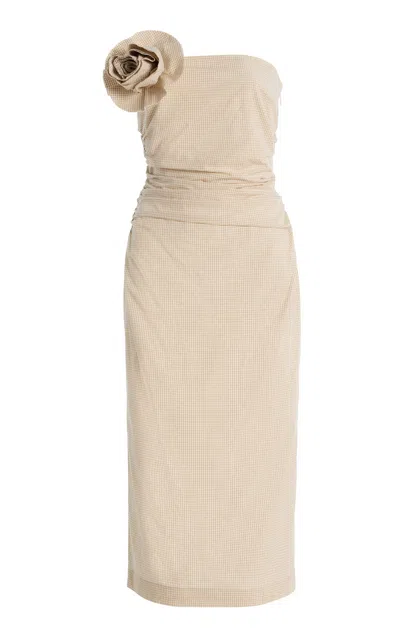 Bernadette Vera Brooch-detailed Cotton Midi Dress In Multi