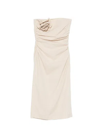 Bernadette Vera Flower-brooch Midi Dress In Neutral