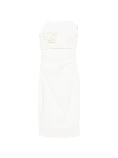 Bernadette Vera Flower-brooch Strapless Midi Dress In White