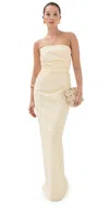 Bernadette Vera Long Dress Yellow/ivory Stripe Seersucker