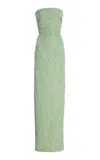 Bernadette Vera Strapless Jacquard Maxi Dress In Green