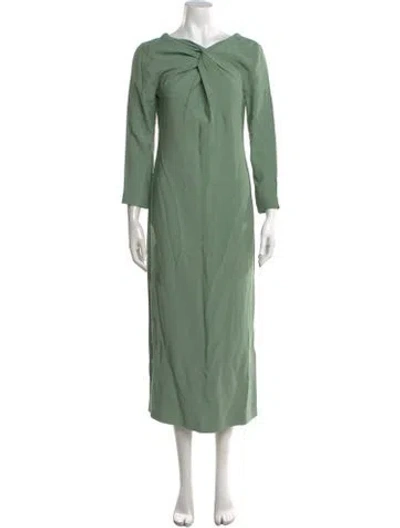 Pre-owned Bernadette V-neck Midi Length Dress In Green