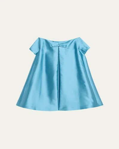 Bernadette Will Short-sleeve Silk Taffeta Mini Dress In Blue