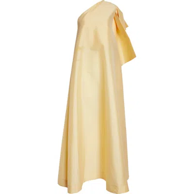 Bernadette Winnette Bow Detail One-shoulder Satin Dress In Yellow