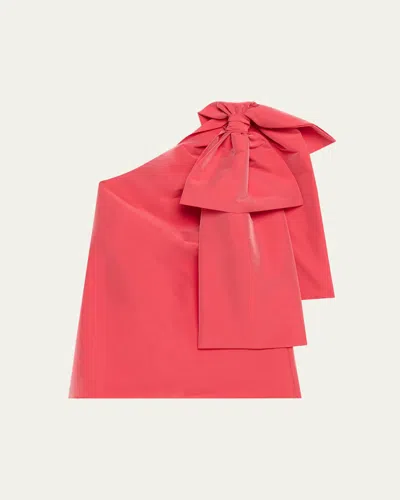 Bernadette Winnie One-shoulder Bow-detailed Taffeta Top In Pink