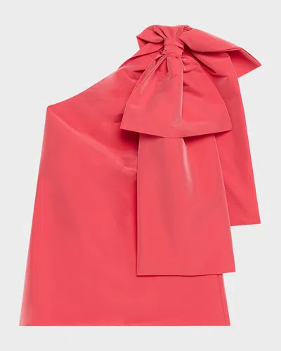 Bernadette Winnie Bow One-shoulder Taffeta Mini Dress In Red