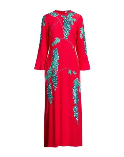 Bernadette Woman Maxi Dress Tomato Red Size 12 Silk