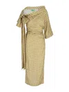 Bernadette Bowie Off-the-shoulder Gingham Linen Maxi Dress In Multi