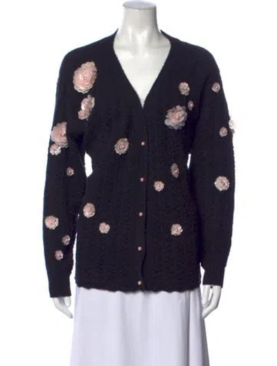Pre-owned Bernadette Wool Floral Print Sweater W/ Tags In Blue