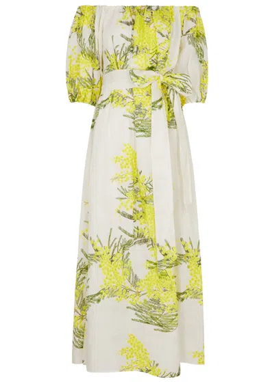 Bernadette Zaza Floral-print Linen Maxi Dress In Yellow