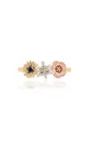 Bernard James Posy Flora 14k Gold Diamond Ring In Multi