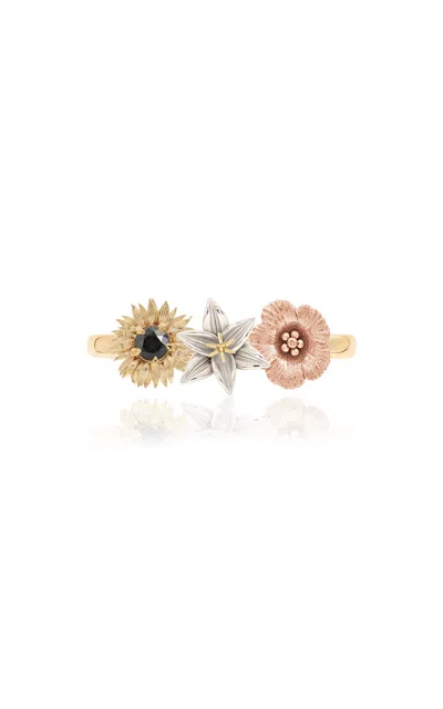 Bernard James Posy Flora 14k Gold Diamond Ring In Multi