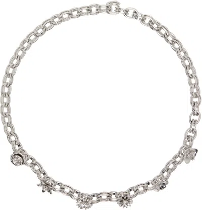 Bernard James Ssense Exclusive Silver Maxi Flora Necklace In Sterling Silver