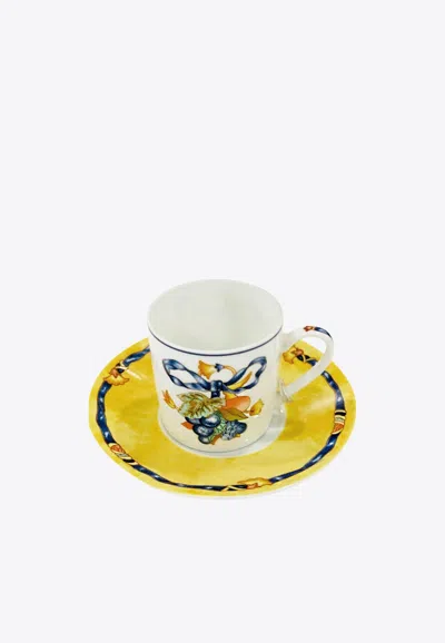 Bernardaud Borghese Coffee Cup And Saucer In Multicolor