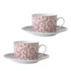 Bernardaud Braquenie Tea Cup & Saucer, Set Of 2 In Pink