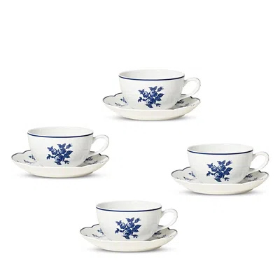 Bernardaud Chateaubriand Tea Cup & Saucer, Set Of 4 In White