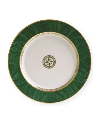 Bernardaud Constance Malachite Service Plate In White,green,gld