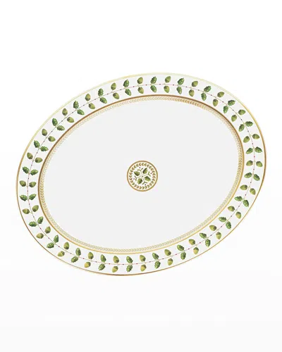 Bernardaud Constance Oval Platter, Large In Green/gold