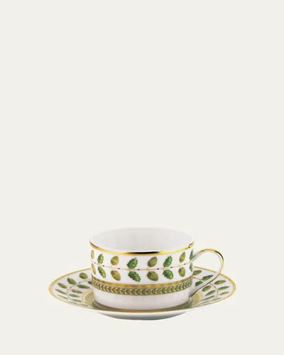 Bernardaud Constance Saucer In White,green,gld
