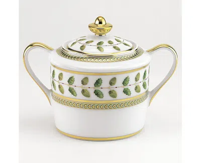 Bernardaud Constance Sugar Bowl In Green/gold