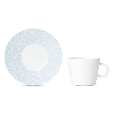 Bernardaud Ecume Blue Teacup Saucer In White