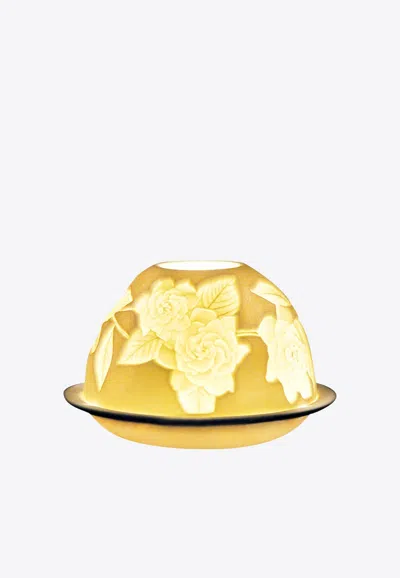 Bernardaud Gardenia Blossoms Votivelight In Bisque Porcelain In Gold