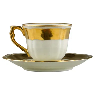 Pre-owned Bernardaud , Gold Line Espresso Coffee Cup And Saucer, France 1950s