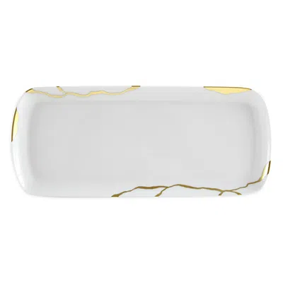 Bernardaud Kintsugi Rectangular Cake Platter In White