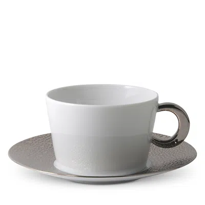 Bernardaud Maille Platinum Coffee Cup And Saucer Set In White