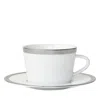 Bernardaud Maille Platinum Teacup And Saucer Set In White