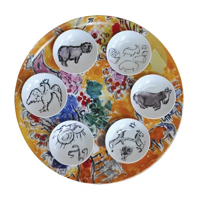Bernardaud Marc Chagall Joseph Tribe Seder Platter & Dishes, Set Of 6 In Multi