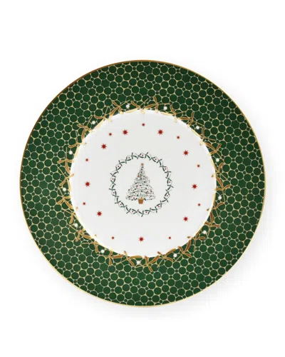 Bernardaud Noel Green Tree Salad Plate, 8.5" In White/green